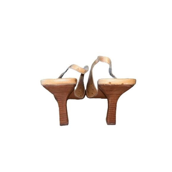Nine West - Natural Color - Mileage - Square Toe Slingback Heels Womens Size 10 - Picture 7 of 11